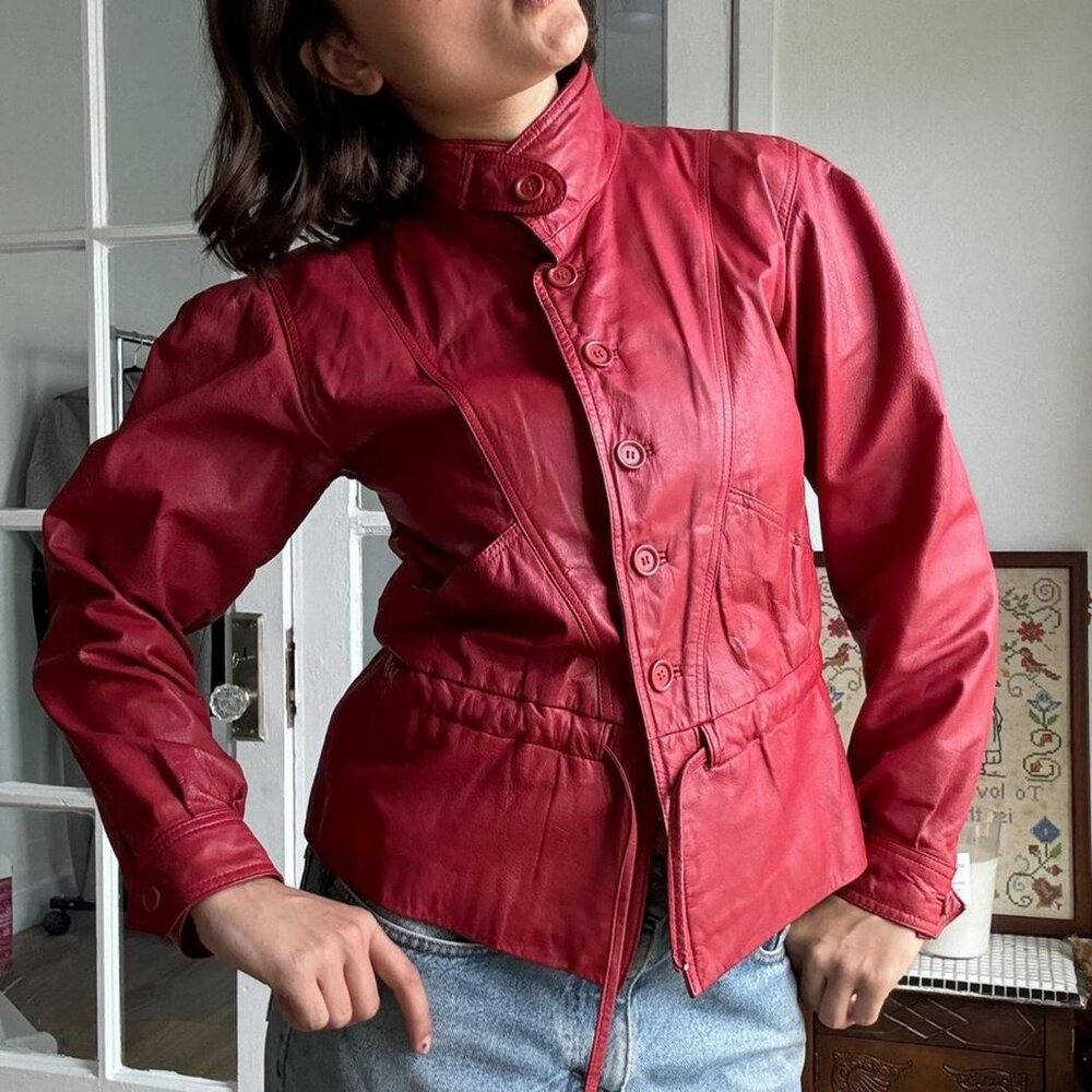 vintage red leather closet staple city girl jacket
